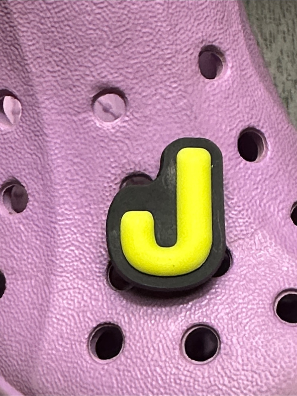 Jibbitz Yellow 'J' Letter Shoe Charm with Black Outline